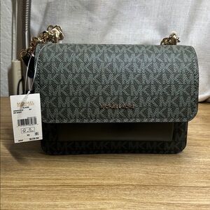 Brand New Michael Kors Two-Tone Green MLT Leather Crossbody Bag MSRP $258